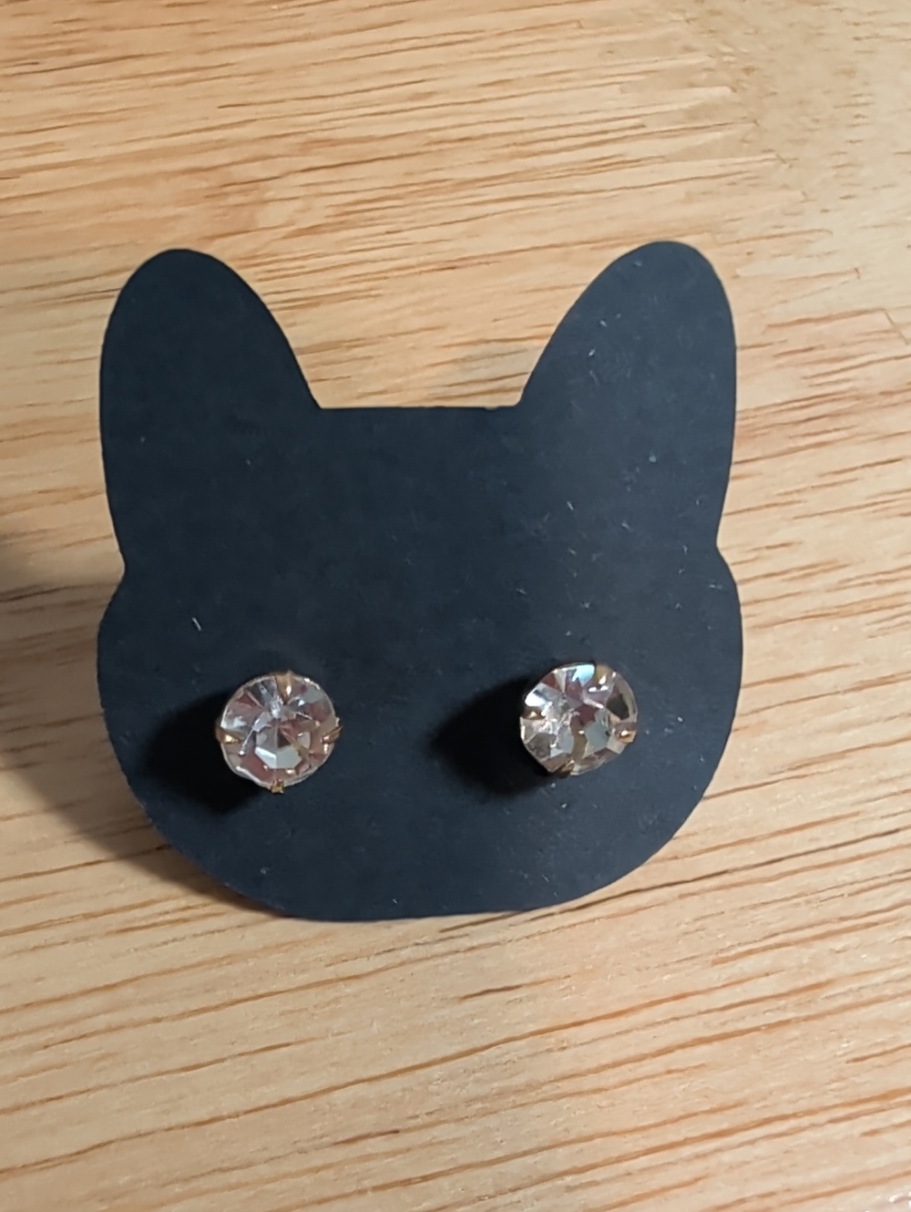 Gold Heart and Clear Crystal Stud Earring Set - Picture 2 of 3